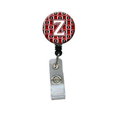 CAROLINES TREASURES Letter Z Football Cardinal and White Retractable Badge Reel CJ1082-ZBR